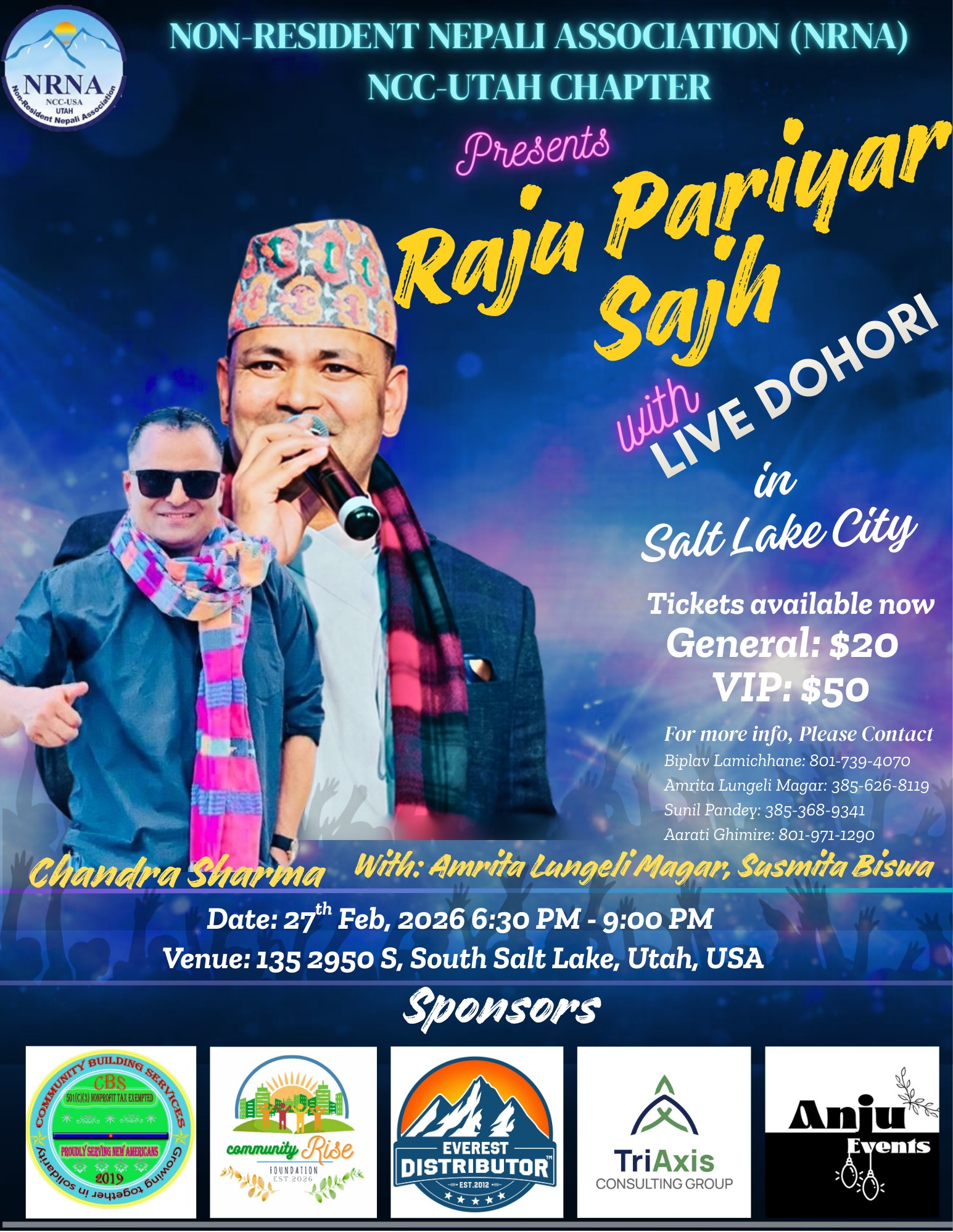 अमेरिकाको साल्ट लेक सिटीमा  “राजु परियार साँझ” 