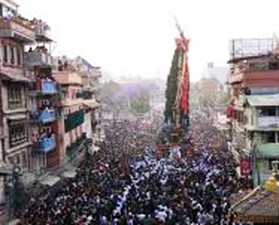 आजबाट ललितपुरमा रातो मच्छिन्द्रनाथको रथयात्रा