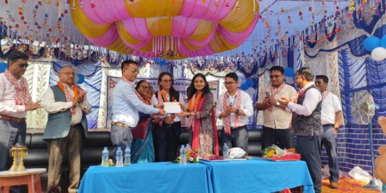जनआदर्श माविको तीनतले १८ कोठे भवन निर्माणको शिलान्यास